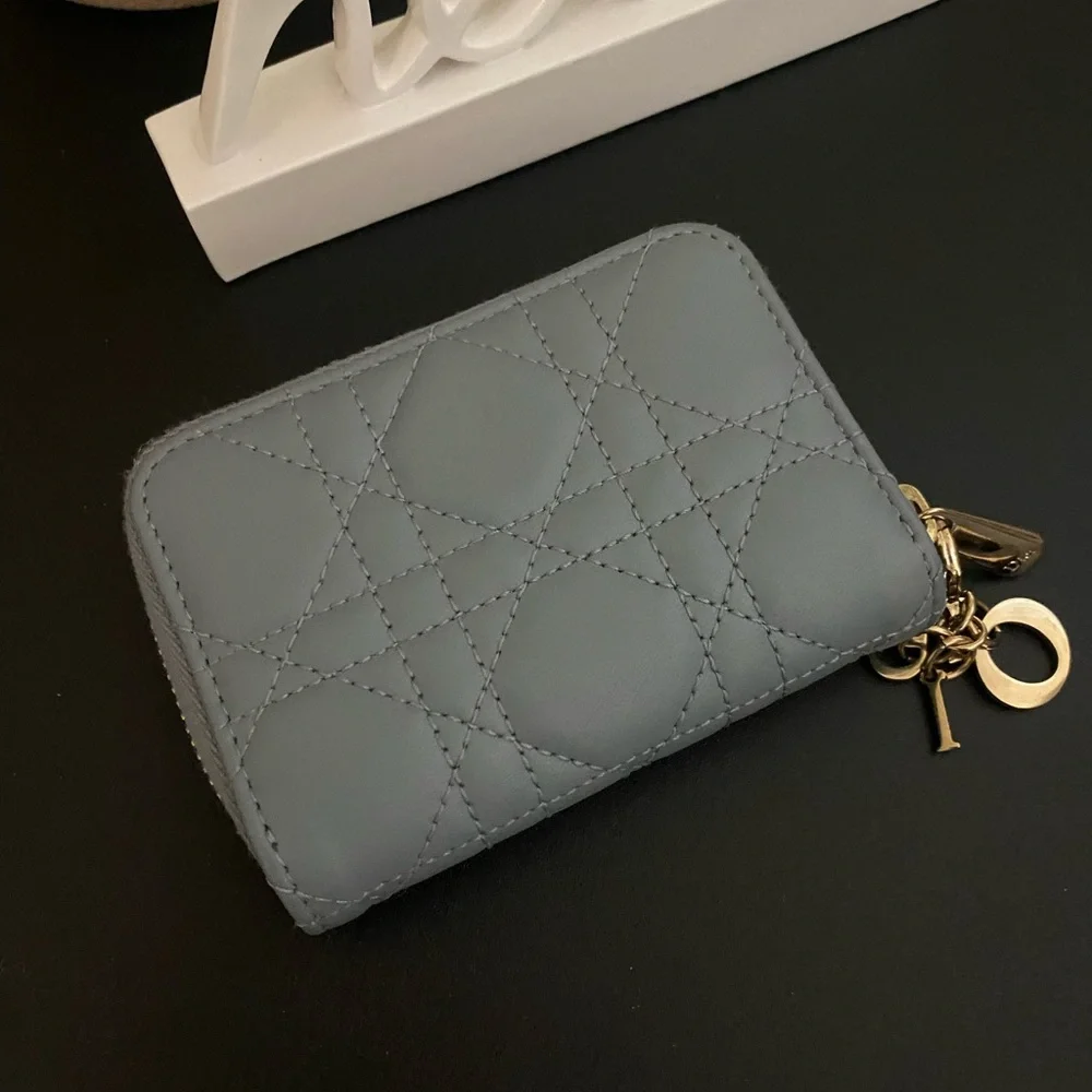 Lady Dior Voyageur Small Coin Purse Cloud Blue
